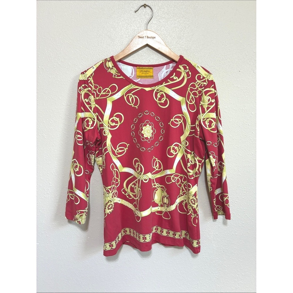 J. McLaughlin Limited Edition Catalina Cloth Large Equestrian Print Top OldMoney